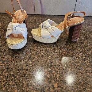 Elegant Beige and Tan Platform Heels